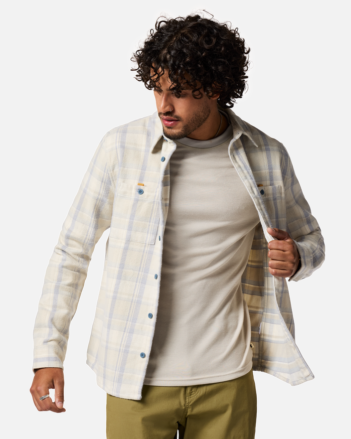 Mero Organic Flannel Shirt - Men's, Vapor Plaid, Model Pedro
