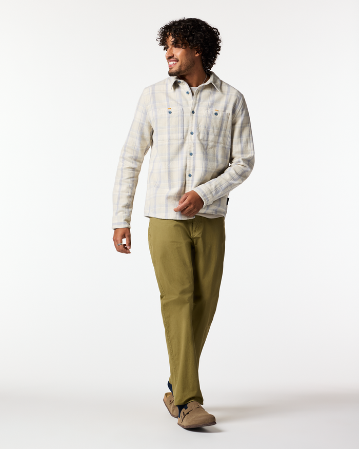 Mero Organic Flannel Shirt - Men's, Vapor Plaid, Model Pedro