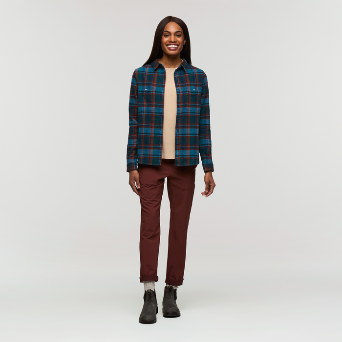Mero Organic Flannel Shirt - Women's, Abyss Plaid, Model Sydney