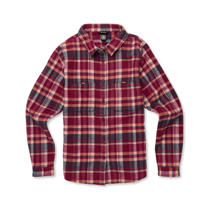 Mero Organic Flannel Shirt - Women's, Jam/Iceberg Plaid, Model Caitlyn