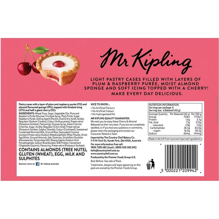 Mr Kipling Cherry and Almond Bakewell 6pk