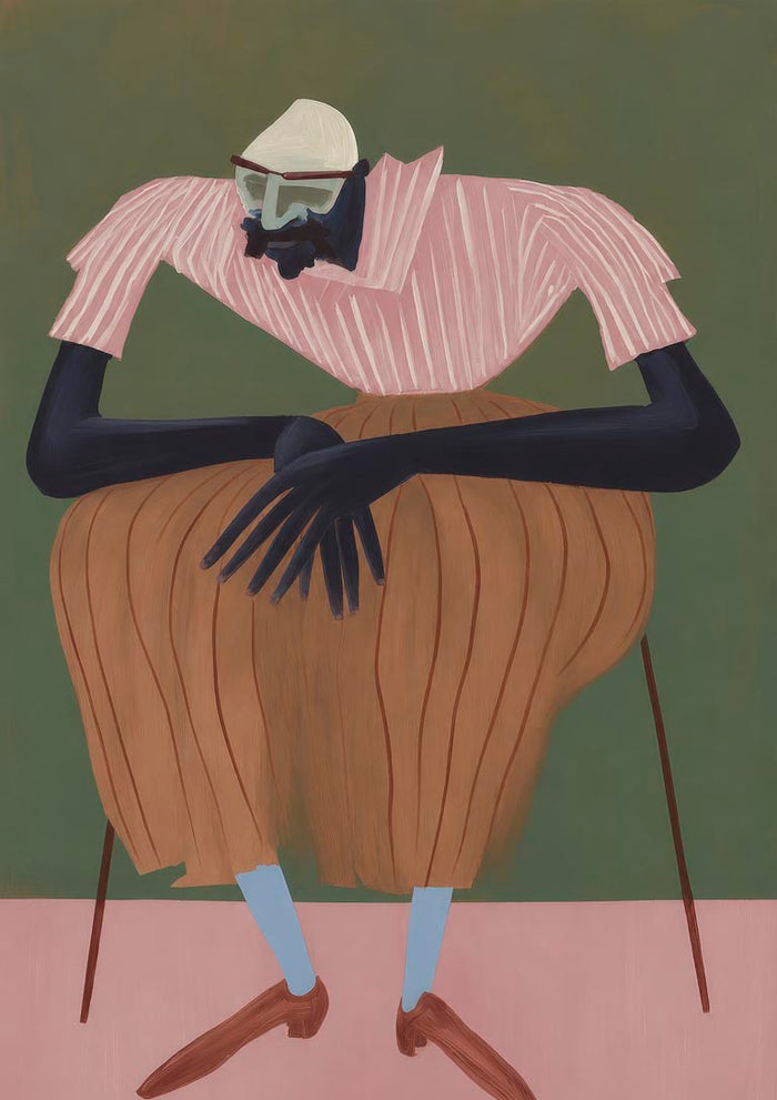 Mr. Ochre bearded seated figure portrait poster by Martin Zen