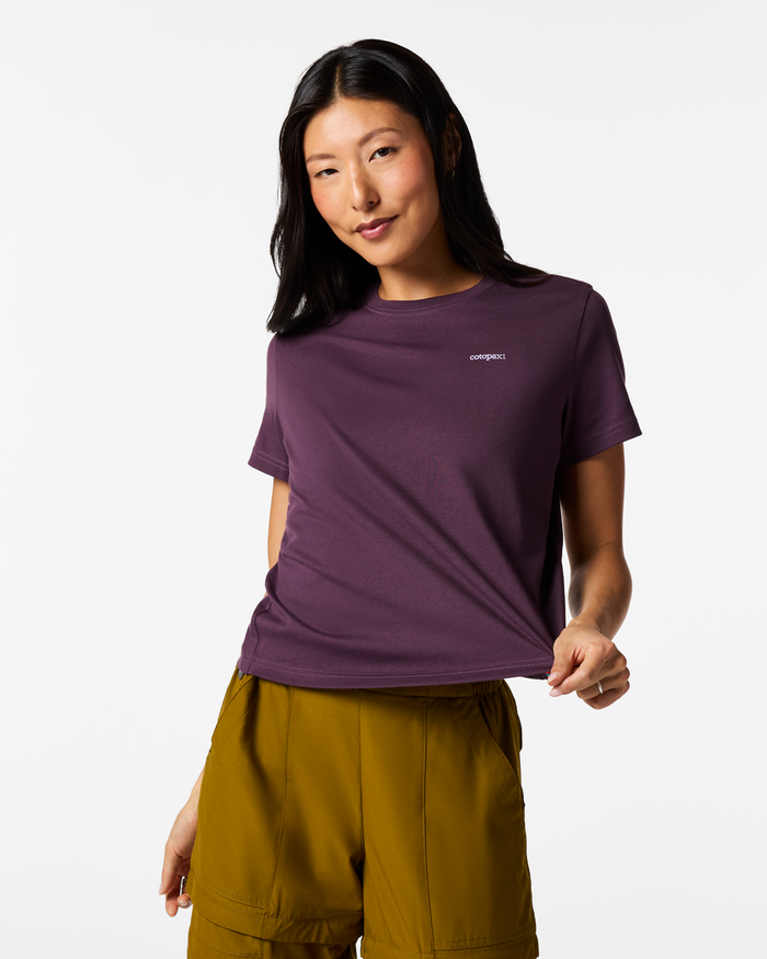 Mt. Cotopaxi T-Shirt - Women's, Mystic, Model Tiff