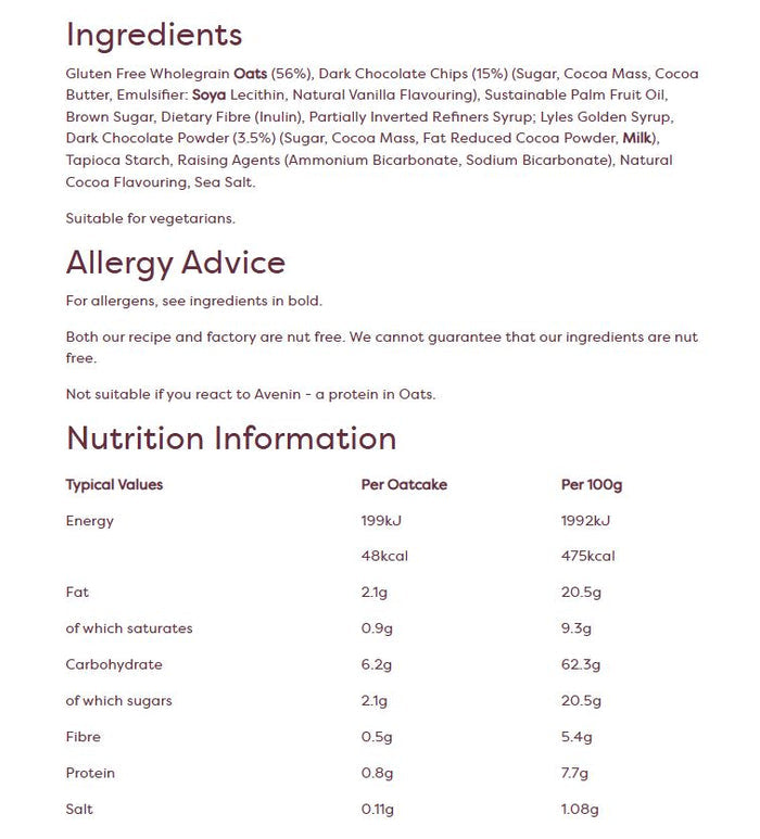 Nairn's Chocolate Gluten Free Chip Oat Biscuit Breaks 160g