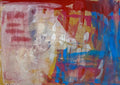 Nature by Maria-Tia - pale cream and silver abstract with red and blue accents