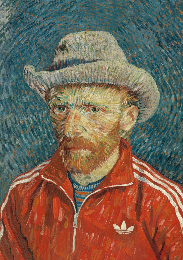 Neo Vincent by Dikhotomy — Van Gogh's self-portrait wearing a red Adidas track jacket