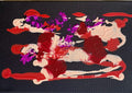Night Flowers by Maria-Tia - red, blush and magenta swirls on a black canvas