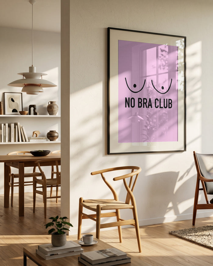 No Bra Club Pink by Lisen Vennesland in interior setting