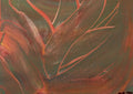 October by Maria-Tia - coral leaf-vein lines fanning over an olive and rust ground