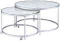 ODIN 2 Piece Faux Marble Glass Top Nesting Coffee Table