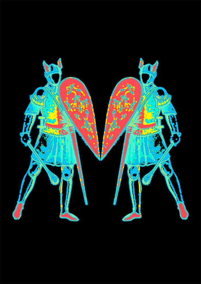 Opponent by Francisco Gualter - mirrored knights poster on black