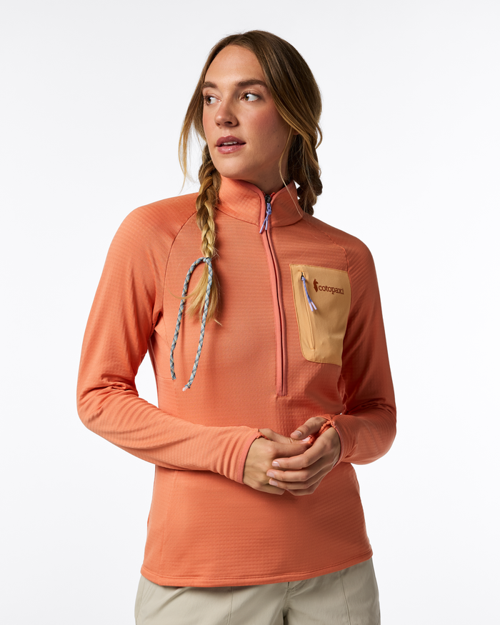 Otero Fleece Half-Zip Pullover - Women's, Grapefruit, Model Ellen