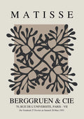 Abstract coral flower cut-out in black on beige, inspired by Matisse, featured on the Papier Decoupe Coral Flower Plakat.