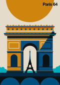 Paris 64 by Bo Lundberg - retro illustration of the Arc de Triomphe framing the Eiffel Tower