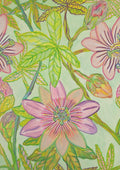 Passiflora lilla by Maria Emanuela Fiori - lilac passion flowers with crimson filaments on pale green
