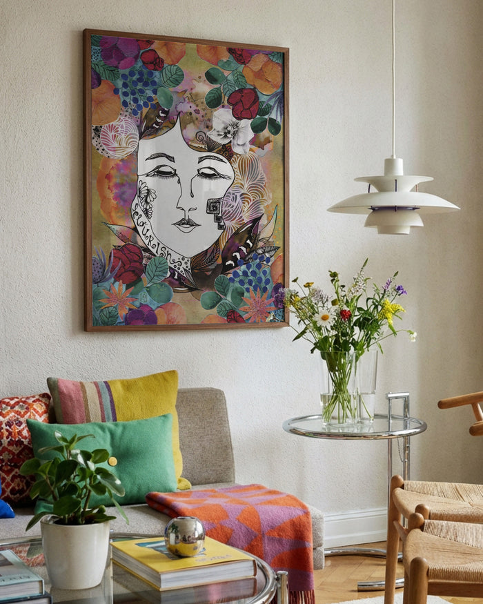 Pearl of Nature by Enikő Marosváry-Kramcsák framed in a bright living room