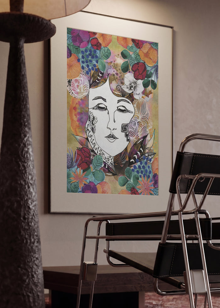 Pearl of Nature by Enikő Marosváry-Kramcsák in a mounted frame in a modern interior