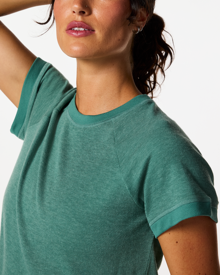 Perenne Short-Sleeve Shirt - Women's, Juniper, Model Lola
