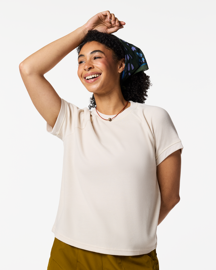 Perenne Short-Sleeve Shirt - Women's, Cream, Model Kalu