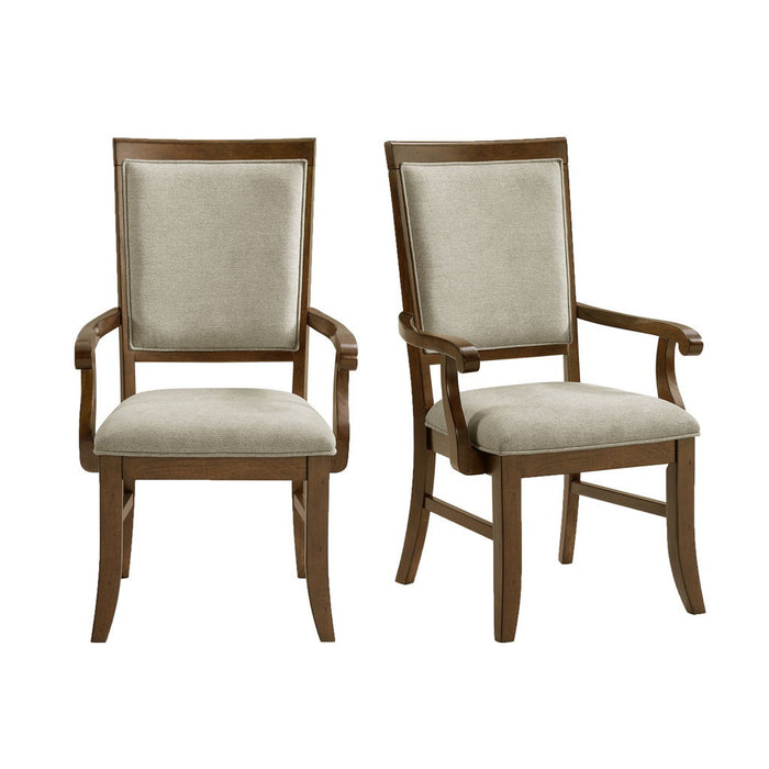 Phillipe - Dining Arm Chair With Fabric (Set of 2) - Cherry And Gray
