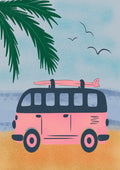 Pink Beach Camper - Carrie Cantwell