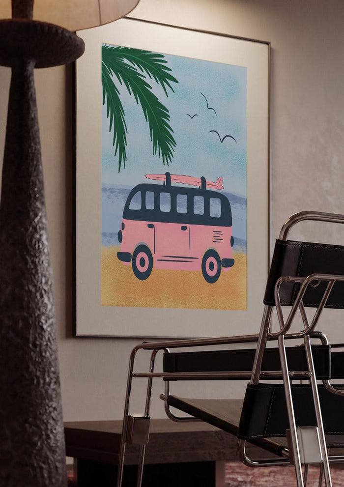 Pink Beach Camper - Carrie Cantwell