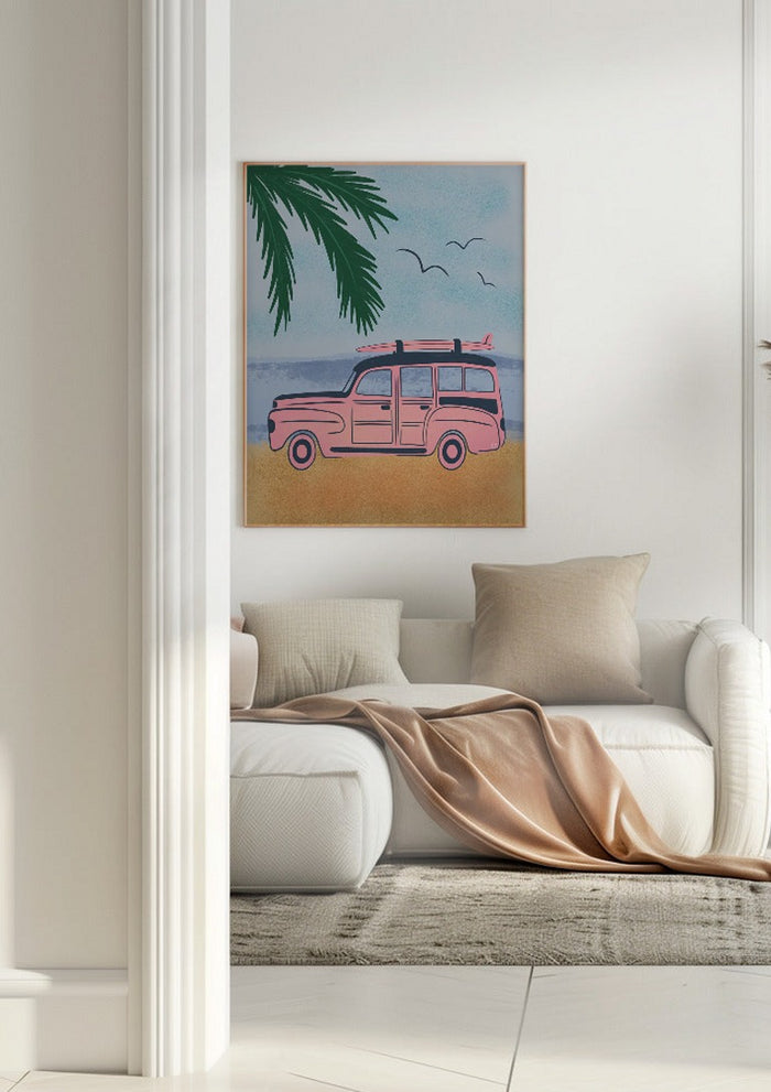 Pink Beach Surfer Car - Carrie Cantwell