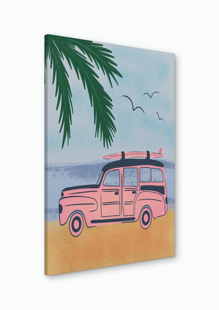 Pink Beach Surfer Car - Carrie Cantwell
