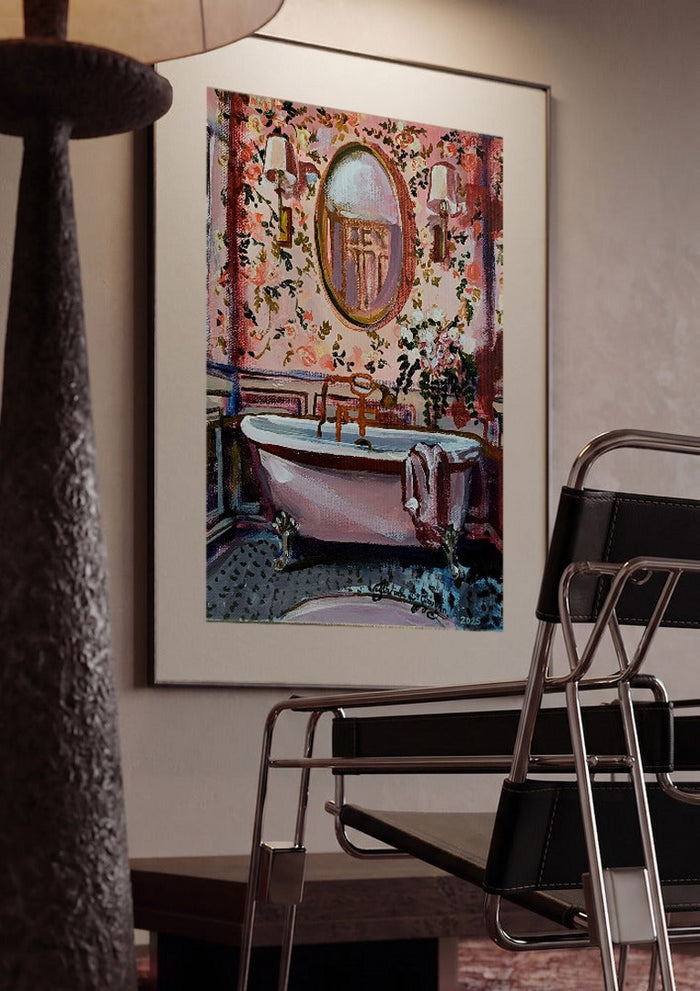 Pink chinoiserie bathroom - Mariam De Giorgio