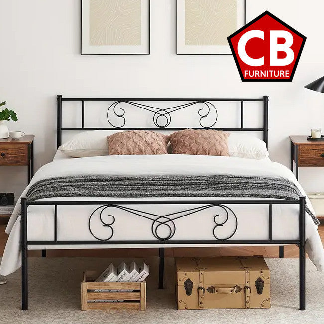 QASIM Black 35" Height Platform Bed