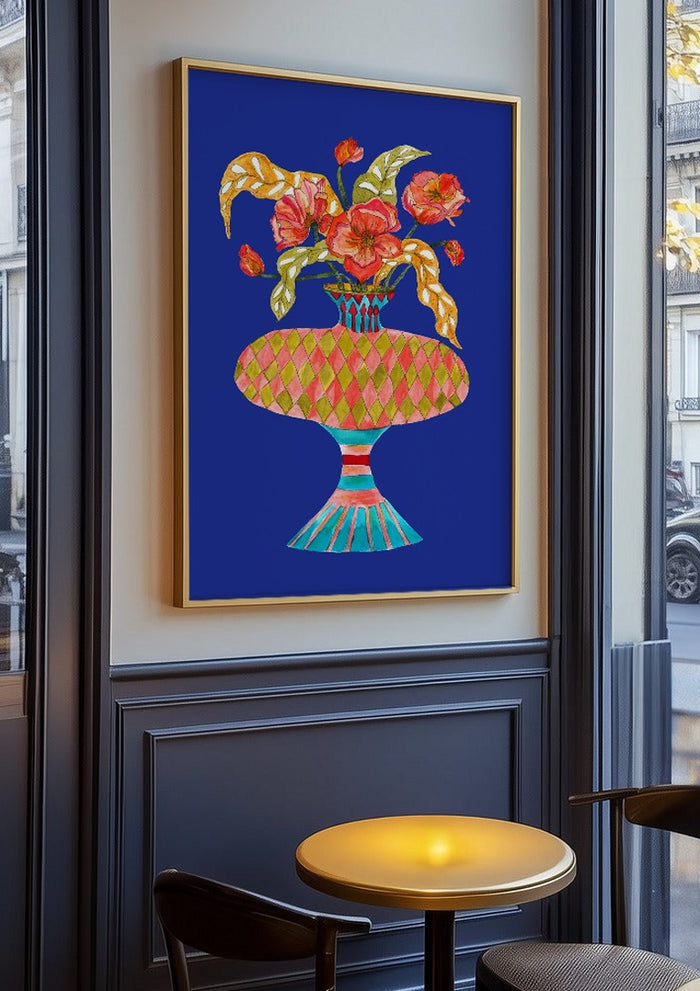 Queen dances by Marjorie Salvagni in an oak frame on a panelled café wall