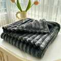 RAYAH Dark Gray Velvet Corduroy 60" x 50" Throw