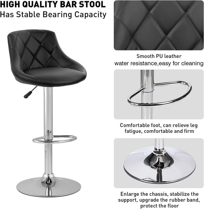RAYLY Black 18" Wide Adjustable Height Barstool