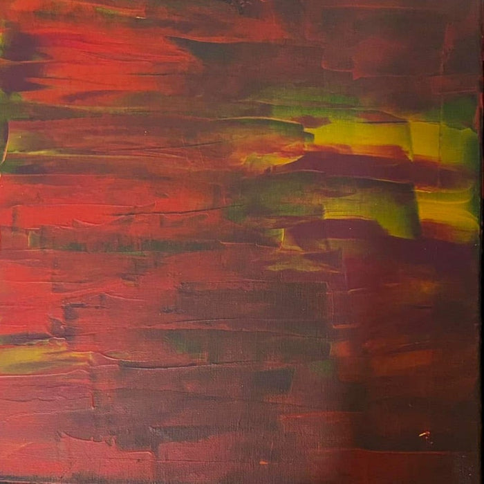 Red Horizon by Maria-Tia - horizontal strokes of scarlet and brick red with flashes of yellow