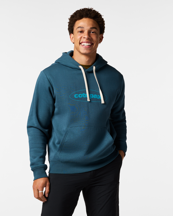 Retro Pullover Hoodie - Men's, Ocean, Model Luke