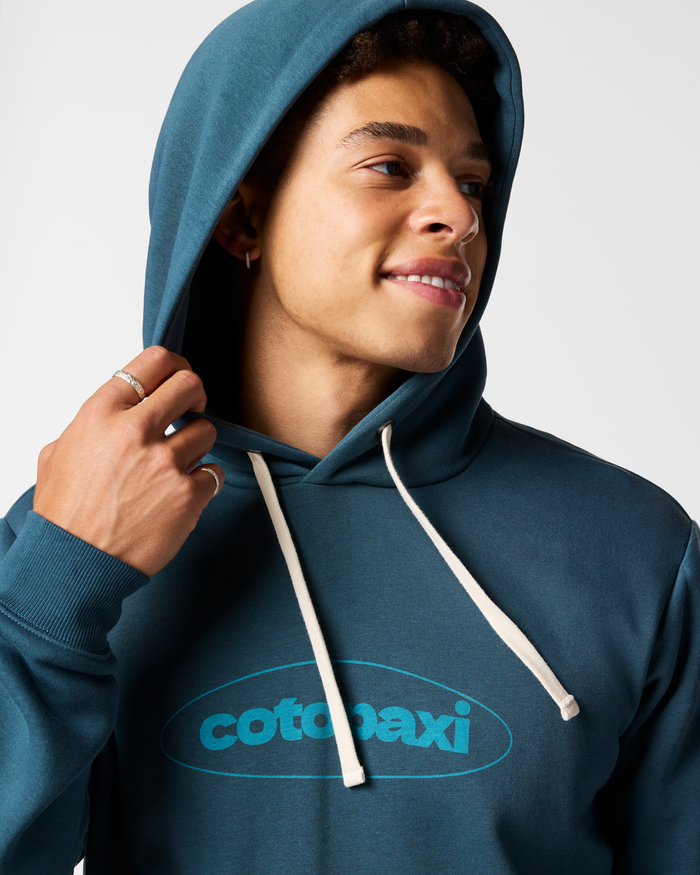 Retro Pullover Hoodie - Men's, Ocean, Model Luke