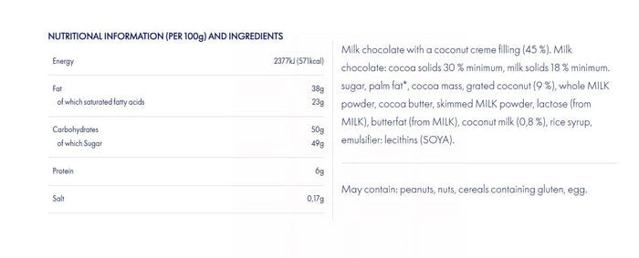 Ritter Sport Milk Chocolate with Coconut 100g