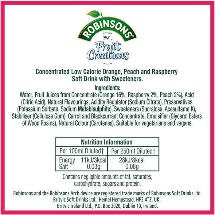 Robinsons Fruit Creations Peach & Raspberry Squash 1ltr