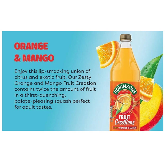 Robinsons Fruit Creations Zesty Orange & Mango Squash No Added Sugar 1Litre