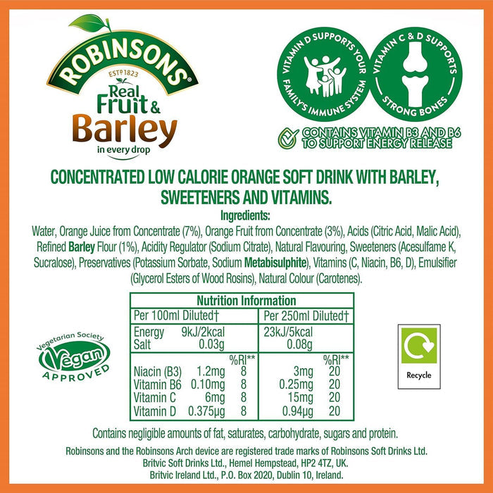 Robinsons Orange Barley Water (850ml)