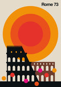 Rome 73 by Bo Lundberg - black Colosseum against a large orange and red sun