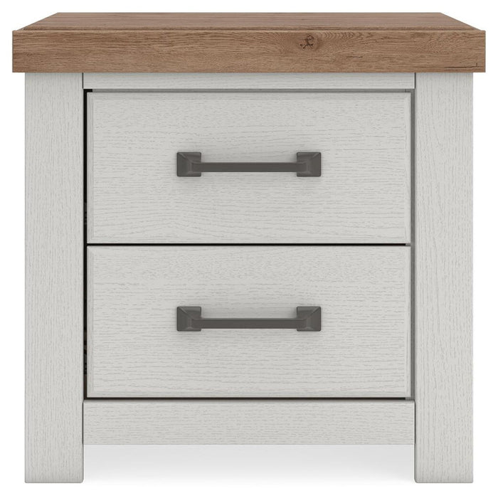 Savonport - Two Drawer Night Stand - White / Brown