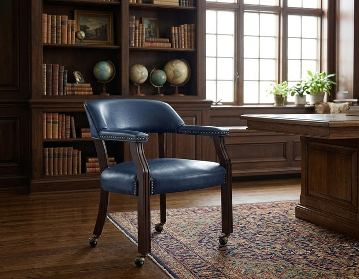 SHOWDOWN Navy Blue 25" Wide x 25" Depth Arm Chair with Casters