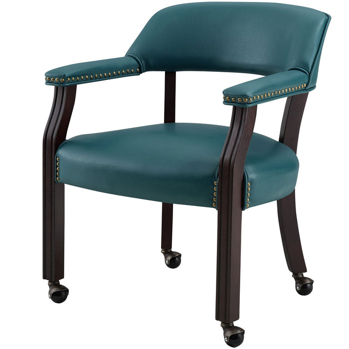 SHOWDOWN Teal 25" Wide x 25" Depth Arm Chair with Casters
