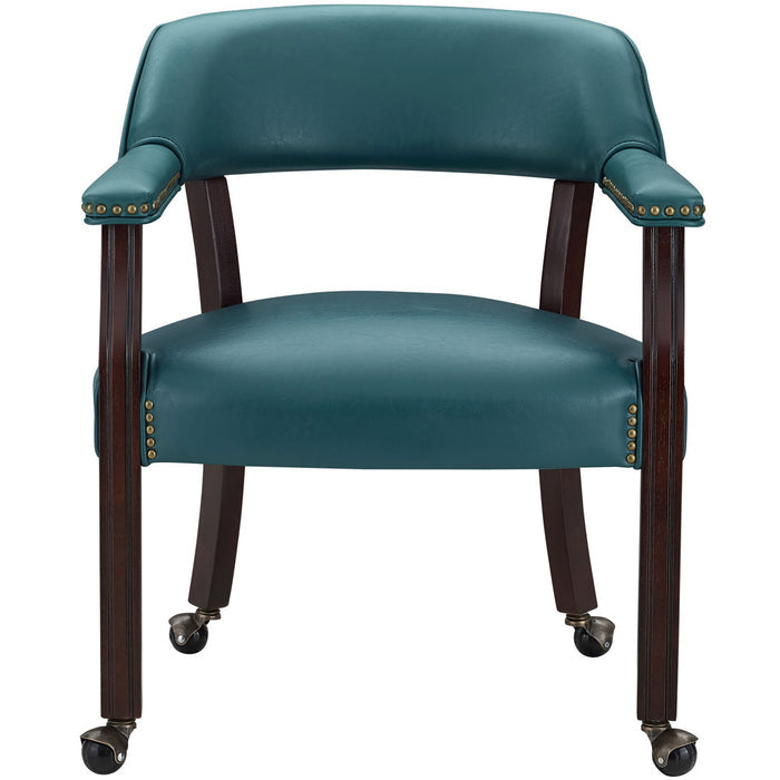 SHOWDOWN Teal 25" Wide x 25" Depth Arm Chair with Casters