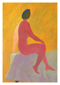 Abstract artwork of a seated nude figure with vibrant colors, from Silence is the Element by Martina Karlsson.