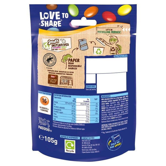 Smarties Milk Chocolate Sharing Bag 105g