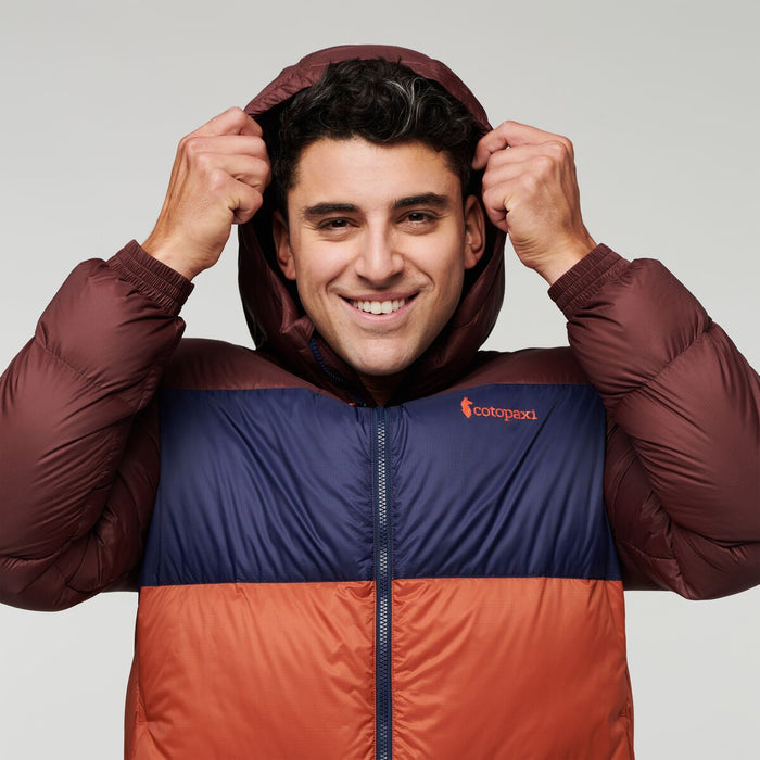 Solazo Hooded Down Jacket - Men's, Chestnut/Spice, Model Munther