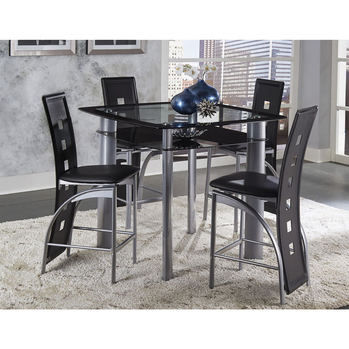 Sona - Counter Height Table With Glass Top - Black / Silver