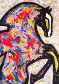 Spectrum Stallion by Igor Kotnik Art - rearing horse outlined in black and filled with colourful splashes
